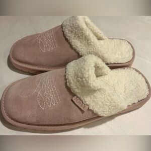 Jory Western Cowgirl Dolly Square Toe Slipper Blossom Pink Lined Woman 7-8 Med